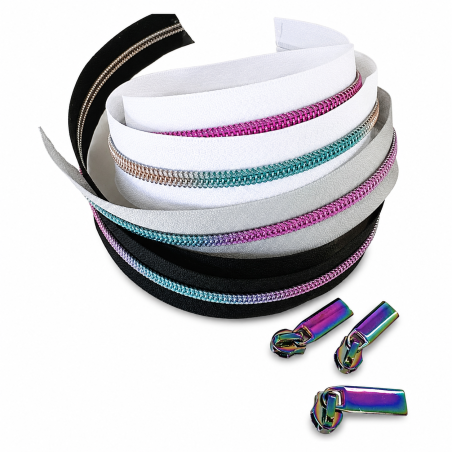 Endlosreissverschluss rainbow 5mm - weiss, hellgrau oder schwarz