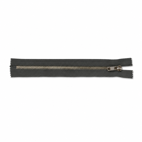 Trouser zipper 20cm brass dark grey