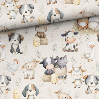 French Terry - Bauernhoftiere hellbeige