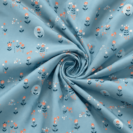 Bio-Baumwolle - Mona Luna Modern Meadow blau