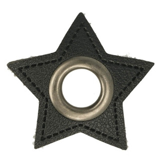 Öse auf Kunstleder Stern schwarz 8mm gunmetall