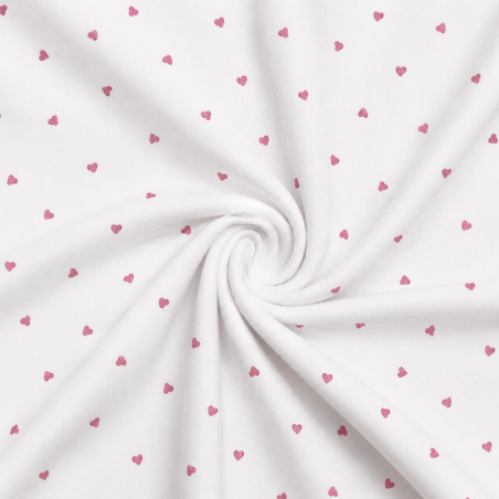 Jersey - Mini Hearts old pink on white
