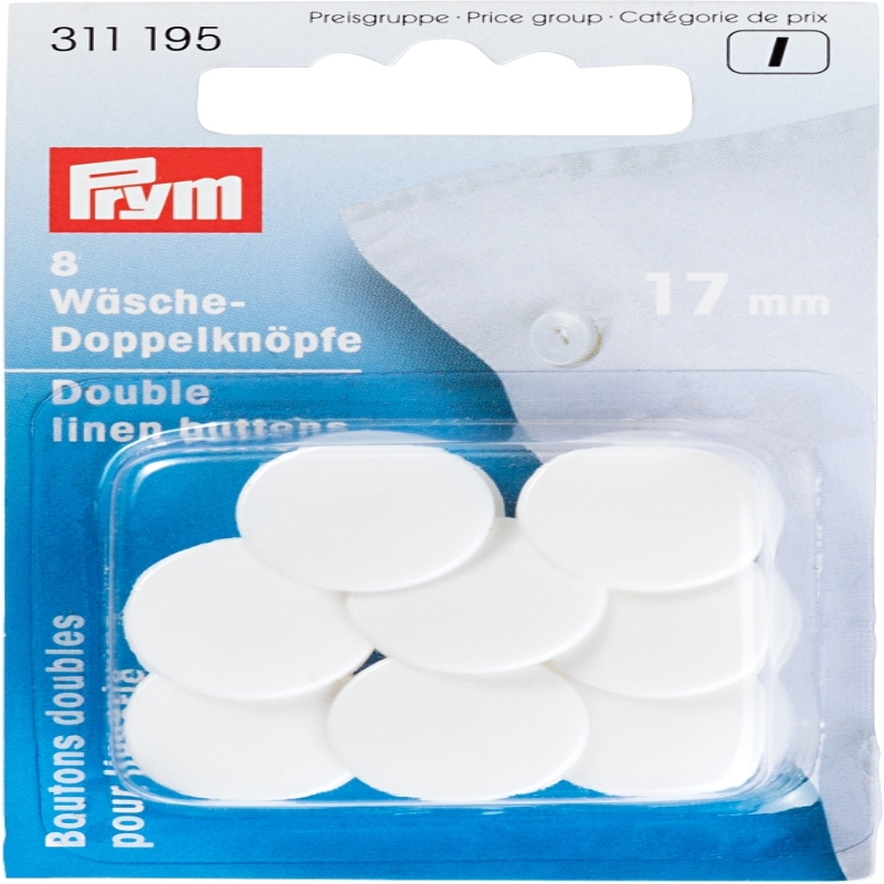Prym laundry double buttons white 17mm