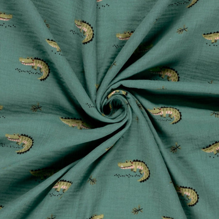 double gauze - Crocodile smoked mint