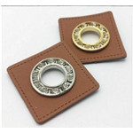 Eyelet patches brown 6mm silver / strass