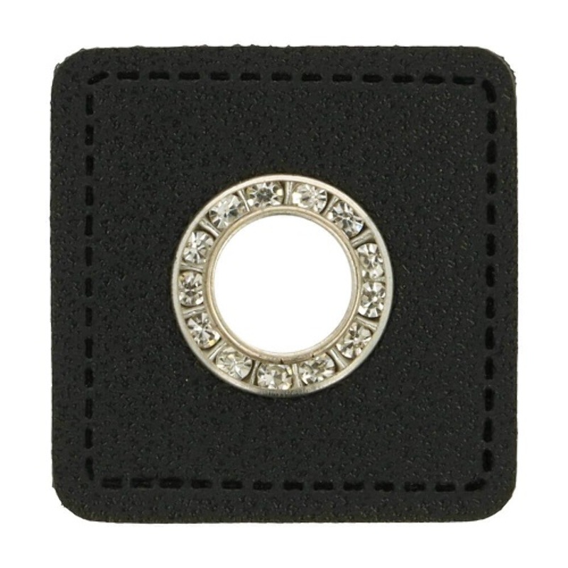Patchs à œillets - noir argent / strass