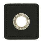 Eyelet patches - black silver / rhinestones