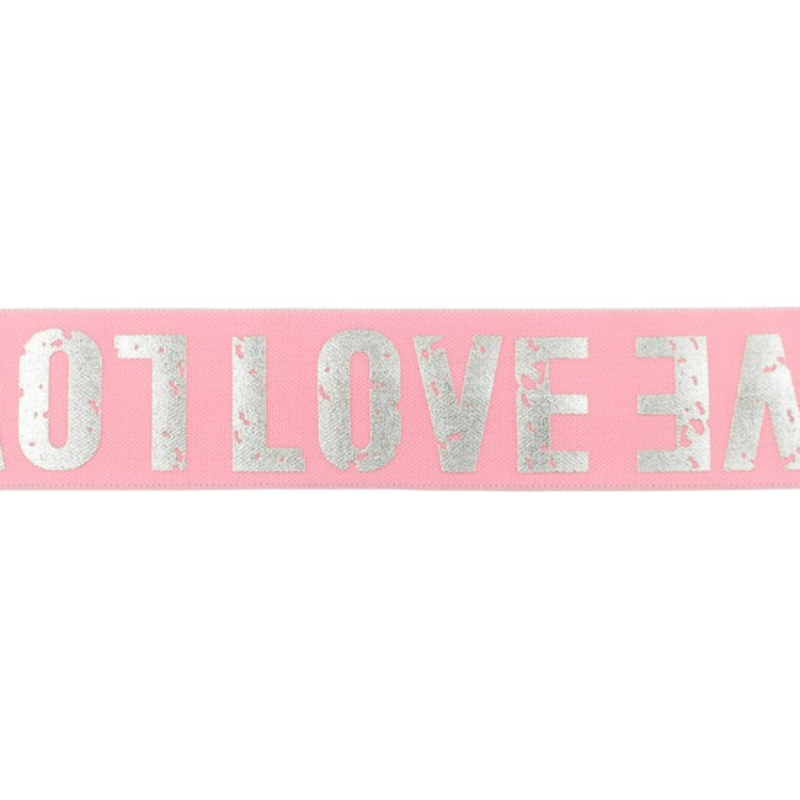 Elastic band 40mm Love pink / silver