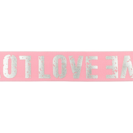 Elastic band 40mm Love pink / silver