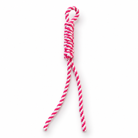 Cordon à breloques - Rayures torsadées rose/blanc