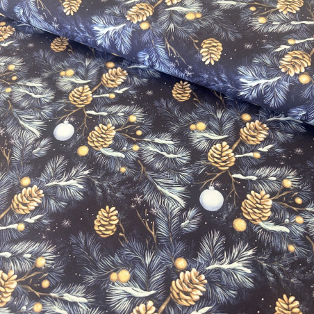 Cotton - pine cone dark blue