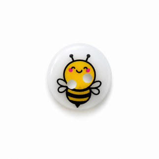 2-hole button - white bee