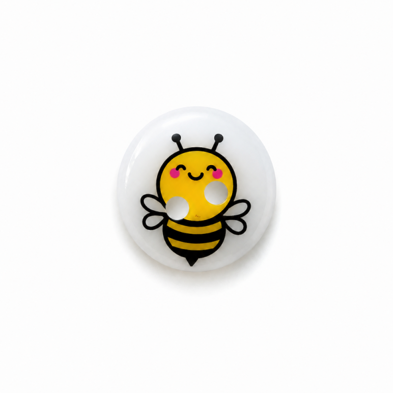 Bouton à 2 trous - abeille blanche