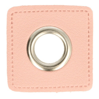 Œillet sur simili cuir rose 8 mm argent