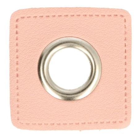 Œillet sur simili cuir rose 8 mm argent