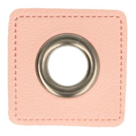 Œillet sur simili cuir rose 8 mm bronze
