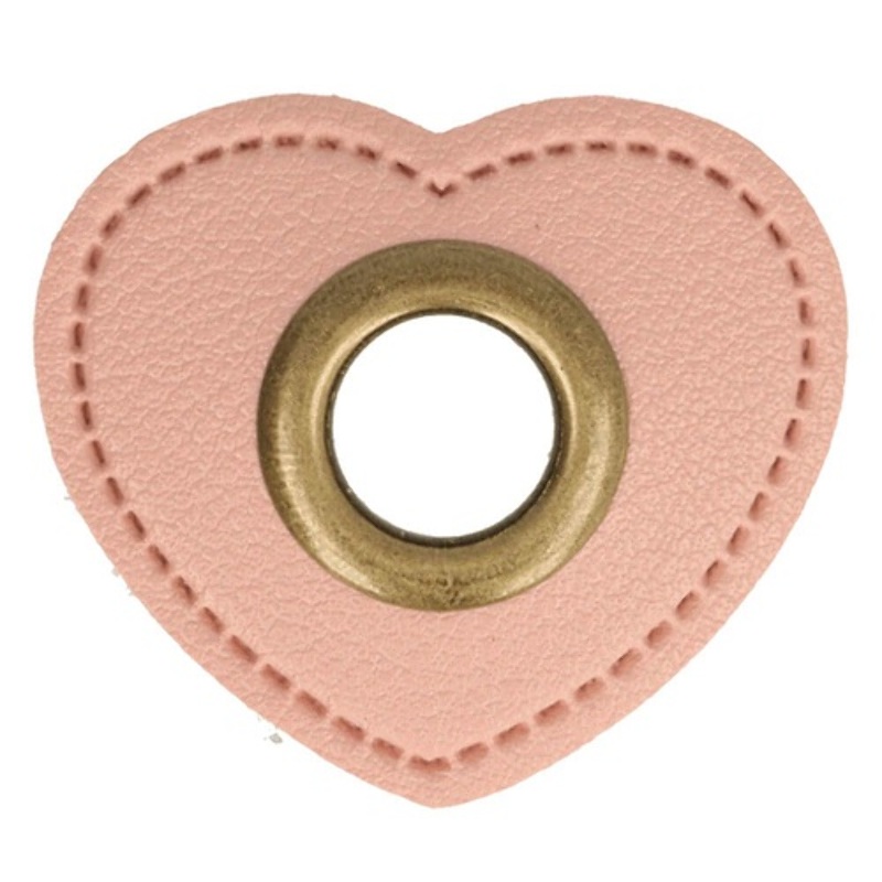 Patchs à œillets - cœur rose / bronze