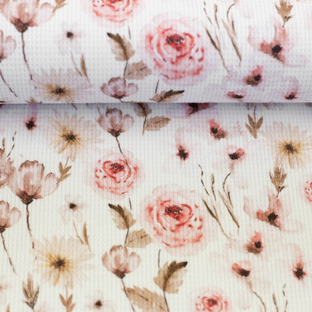 Waffeljersey - Winterflowers offwhite by Ch. Zielinsky