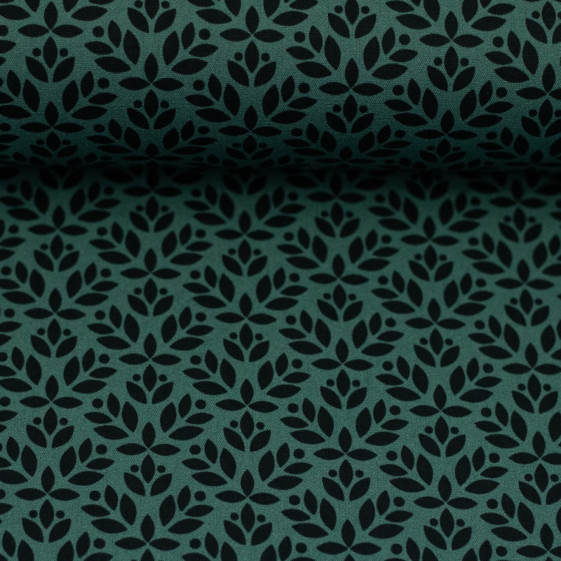 Cotton - Eleonora leafy branches khaki Cotton - Eleonora leafy branches khaki