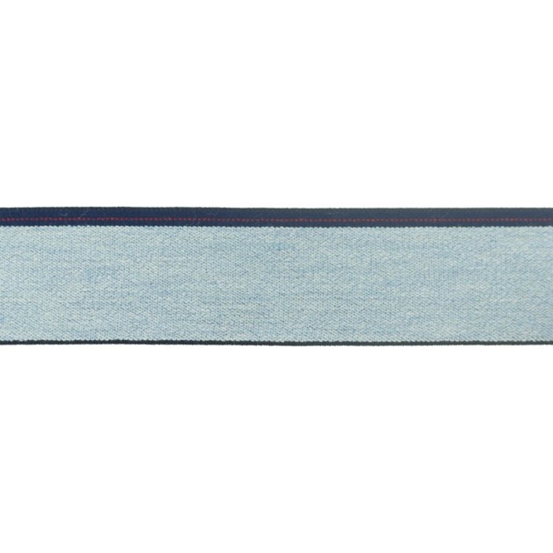 Elastic ribbon 40mm melange light blue/denim