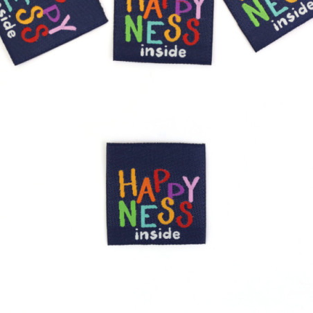 Woven Label - Happyness inside navy