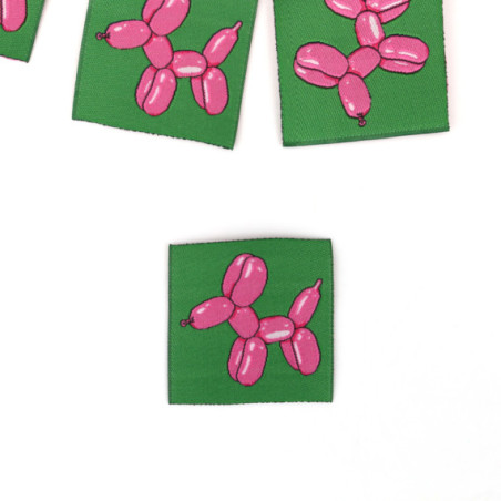 Woven Label - Balloon Dog Green