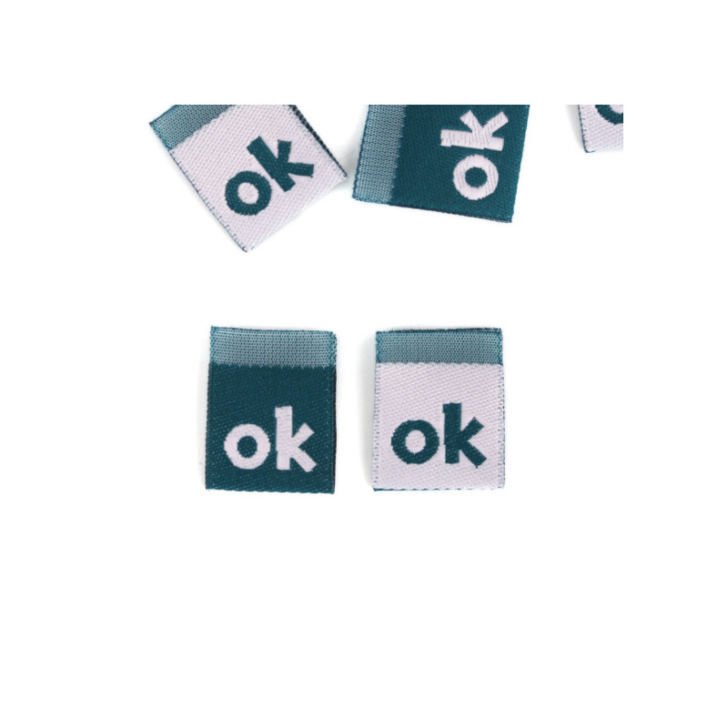 Woven Label - ok petrol / creme Woven Label - ok petrol / creme