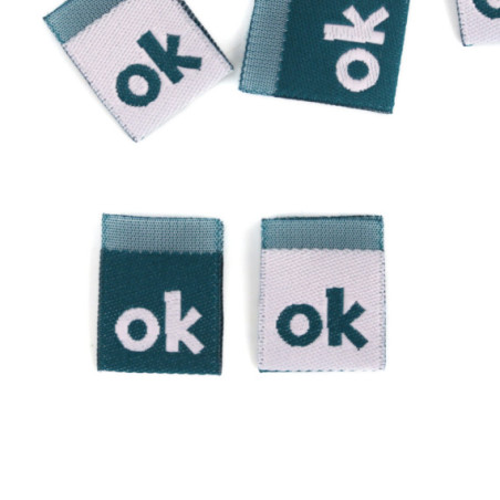 Woven Label - ok petrol / creme
