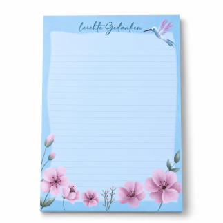 Bloc-notes A5 - Fleurs de colibri bleues