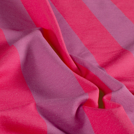 French Terry - Blockstreifen lila/pink