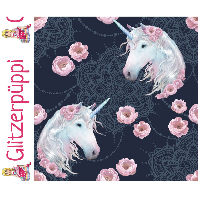 french terry - Glitter Doll Unicorns navy french terry - Glitter Doll Unicorns navy