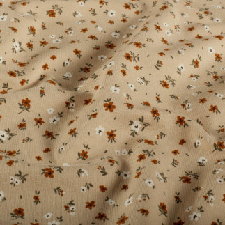 Jersey - Mini Blümchen beige