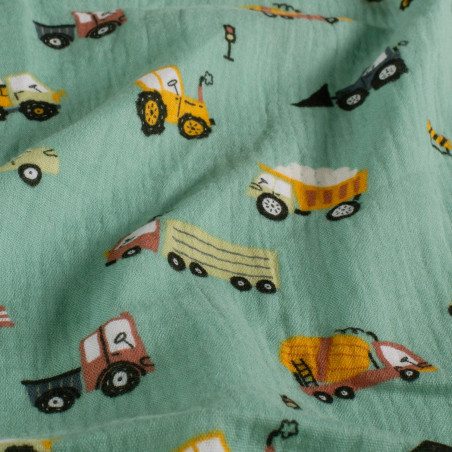 double gauze - Vehicles smoke mint