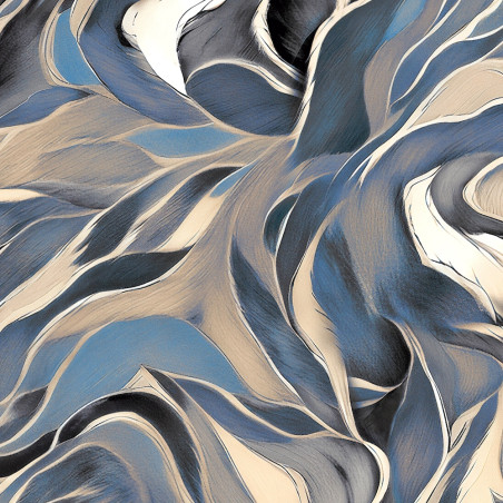 Jersey viscose - Wave bleu/beige
