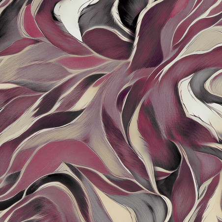 Jersey viscose - Wave bordeaux/beige