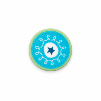 Button - turquoise with stars round