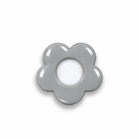 Button - flowers grey