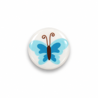 Button - Butterflies turquoise