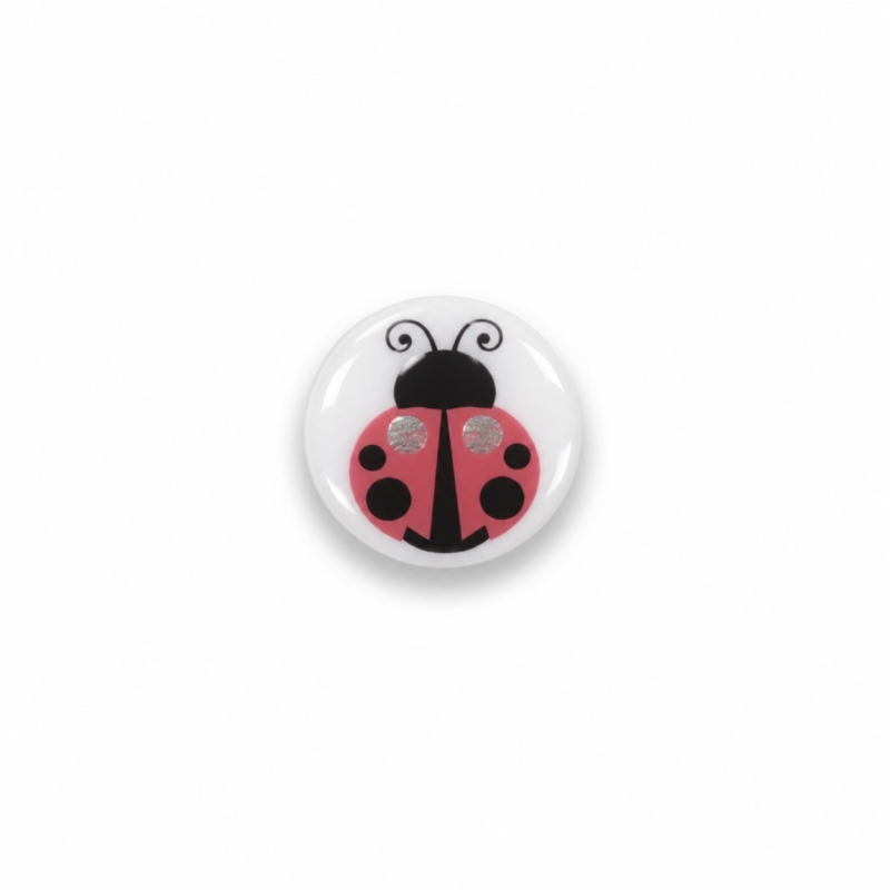 Bouton - Coccinelle blanche
