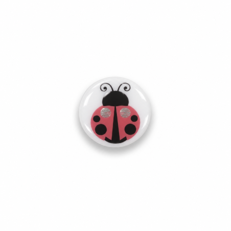 Button - Ladybug white