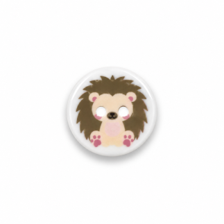 Button - hedgehog white