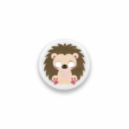 Button - hedgehog white