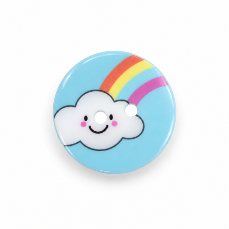 Knopf - Regenbogenwolke türkis