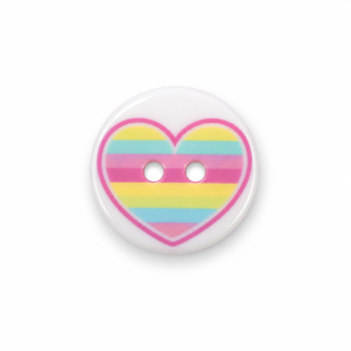 Button - Rainbow Heart white