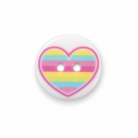 Button - Rainbow Heart white