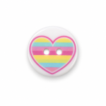 Button - Rainbow Heart white