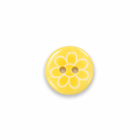 Button 12mm - flower yellow