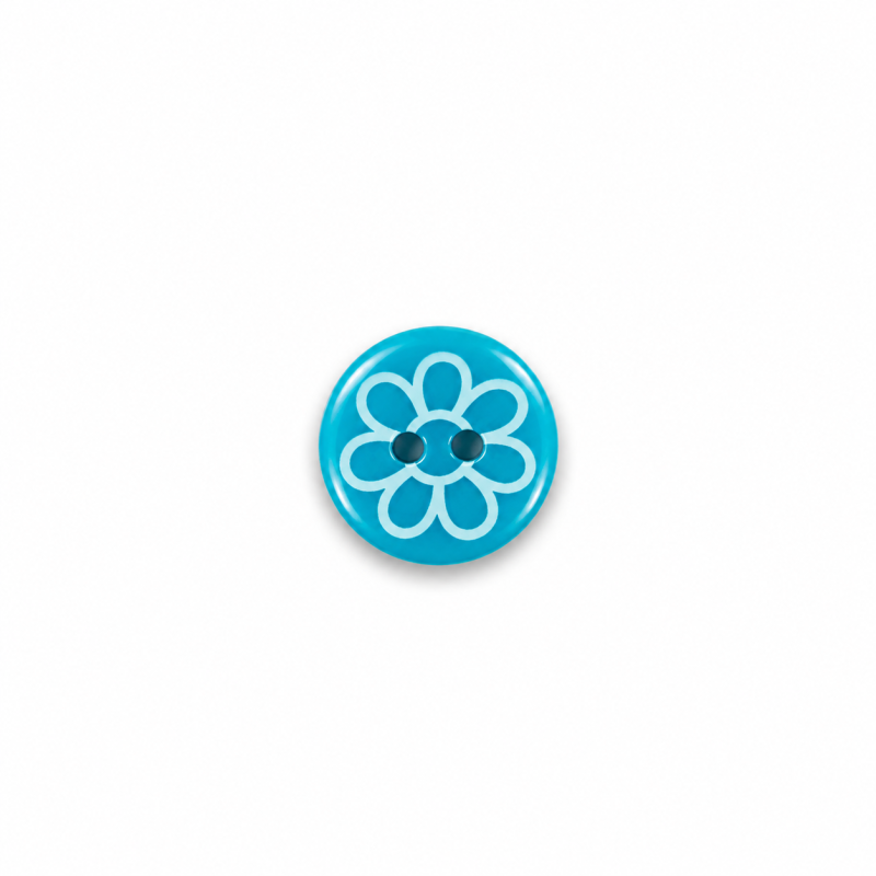 Button 12mm - flower turquoise Button 12mm - flower turquoise