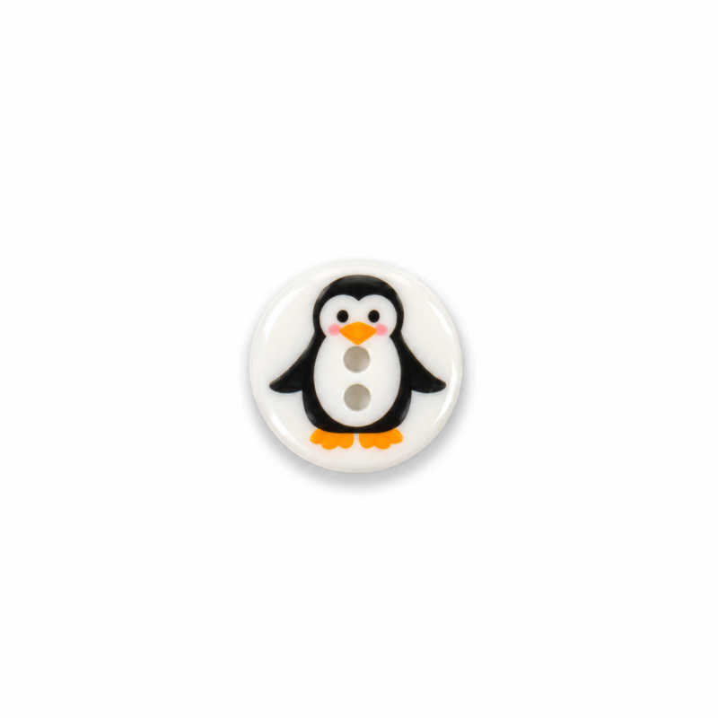 Bouton 15 mm - Pingouin blanc Bouton 15 mm - Pingouin blanc