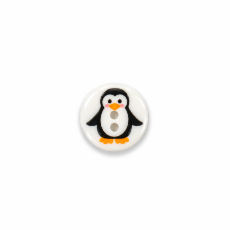 Bouton 15 mm - Pingouin blanc